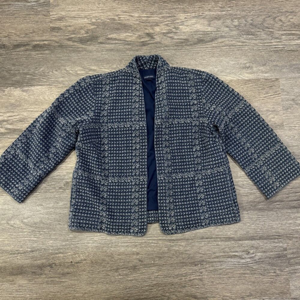 J Jill Pure Jill Indigo Jacket Womens XS Blue Textured Open Front